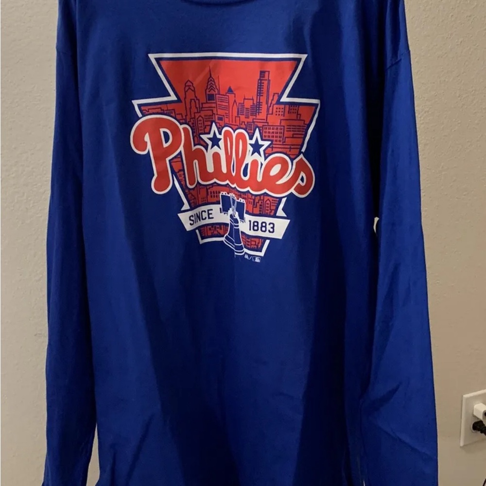 NWT Majestic Men's Philladelphia Phillies Fine Contritution L/S T-Shirt (XXL)